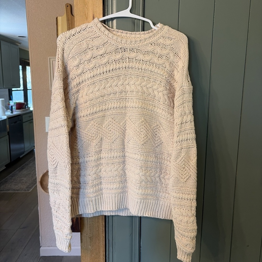 Cozy Cable Knit Cabincore Cotton Blend Women's Sweater Size Small - Picture 2 of 6
